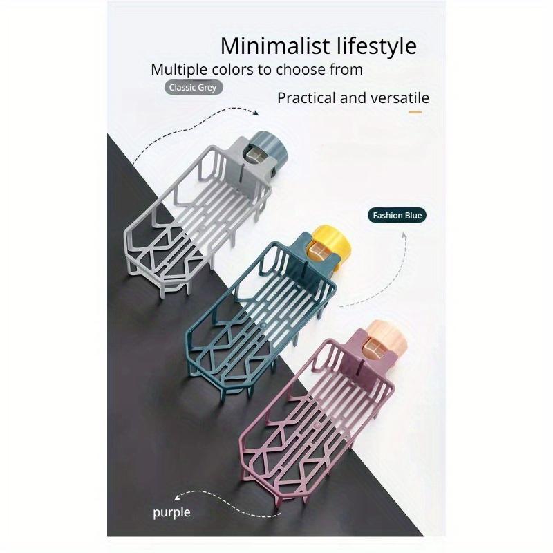 1 pc Lightweight faucet shelf - kitchen creative sink drain rack - non-perforated dishwashing rag sponge brush sink storage shel