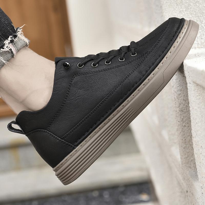 

Модная мужская обувь из натуральной кожи, вулканизированная, новая мужская обувь, мужские ботильоны, высококачественная мужская повседневная обувь, кроссовки из коровьей кожи 37 чёрный