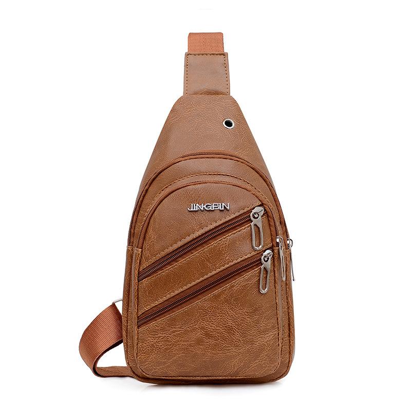 PU Breast Bag Men's Korean Version Tide Casual Outdoor Small Backpack Fashion Men's Shoulder Fanny Pack Messenger Bag Tide Spot Wholesale