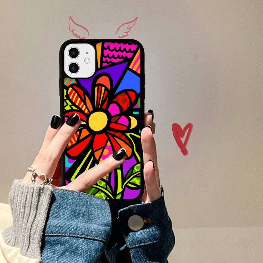 Art R-Romero Britto Phone Case For IPhone 17 16 15 14 13 Plus 12 11 Pro Max PC+TPU Cases Back Cover