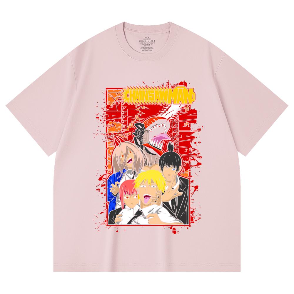 230 Gsm 100% Cotton Chainsaw Man V26 Print Unisex Heavy Cotton T Shirt