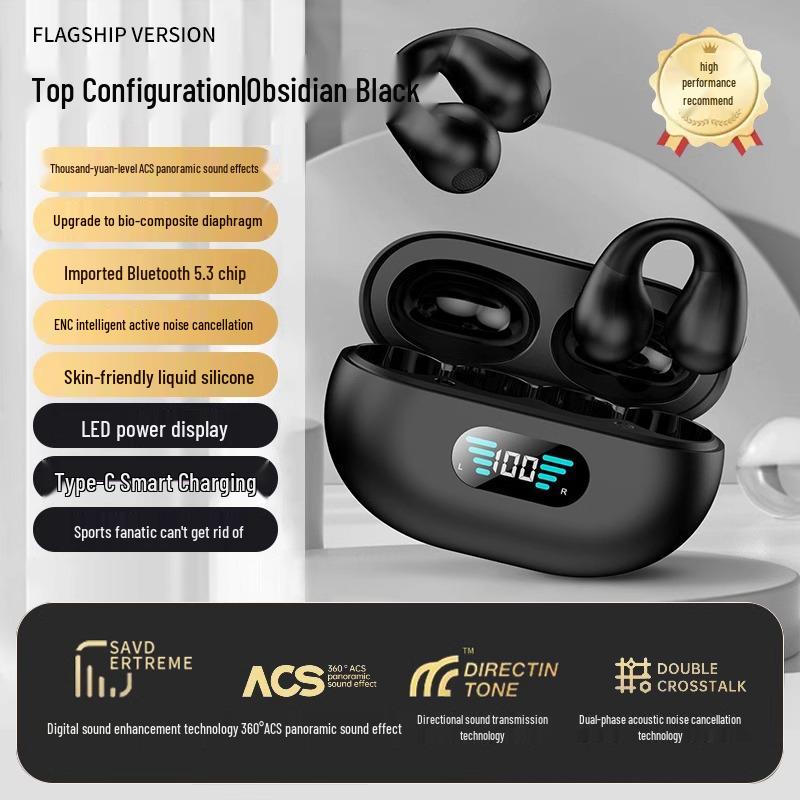 2025 New Wireless Air Conduction Ear Clip Headphones for Sports Running - Unisex In-Ear High-End Bluetooth