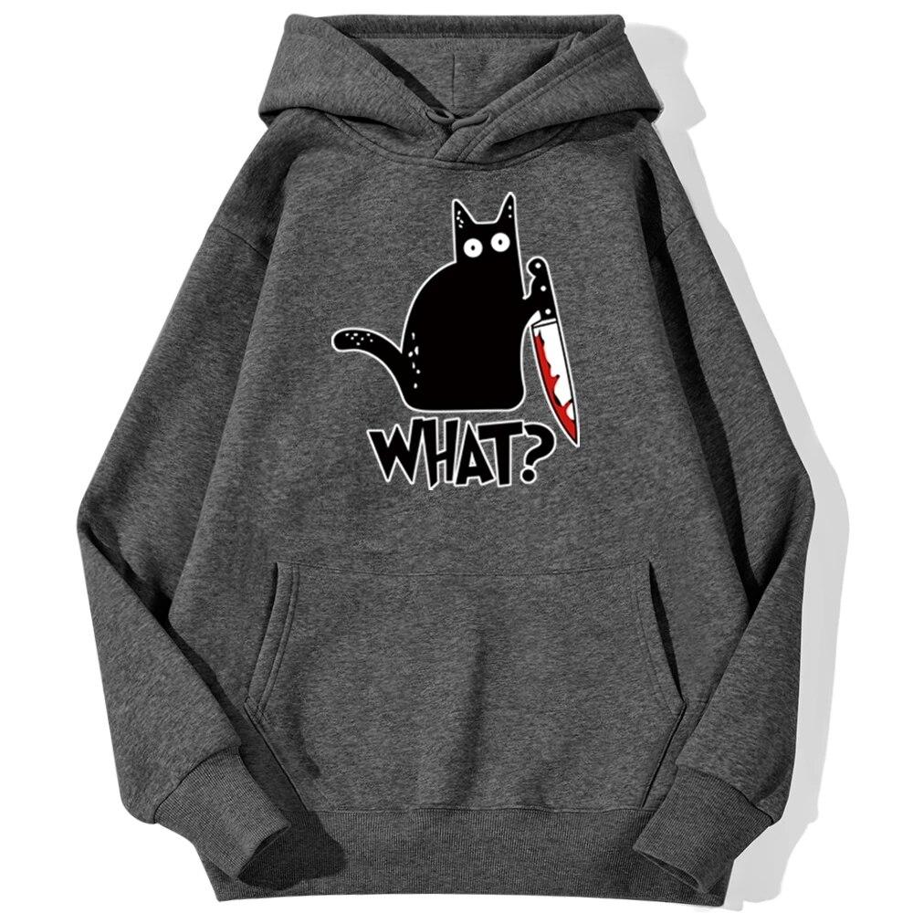 Killer Black Cat What Surprised Unisex Hoodies Streetwear Warm Male Hoodie Hip Hop Daily Casual Autumn Sweatshirt