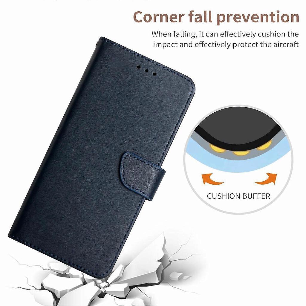 For Motorola Moto G 5G (2025) Case Genuine Cow Leather Phone Cover Nappa Texture - Blue