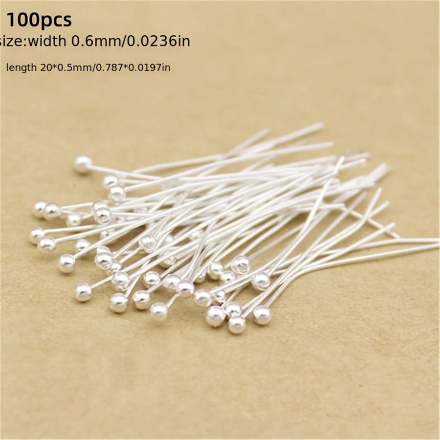 

100 шт./лот Шариковые булавки Посеребренные Позолоченные Булавки с головкой для нанизывания бусин Изготовление ювелирных изделий Сделай сам Ремесло Ручная работа Аксессуары 20mm-100Pcs серебряный