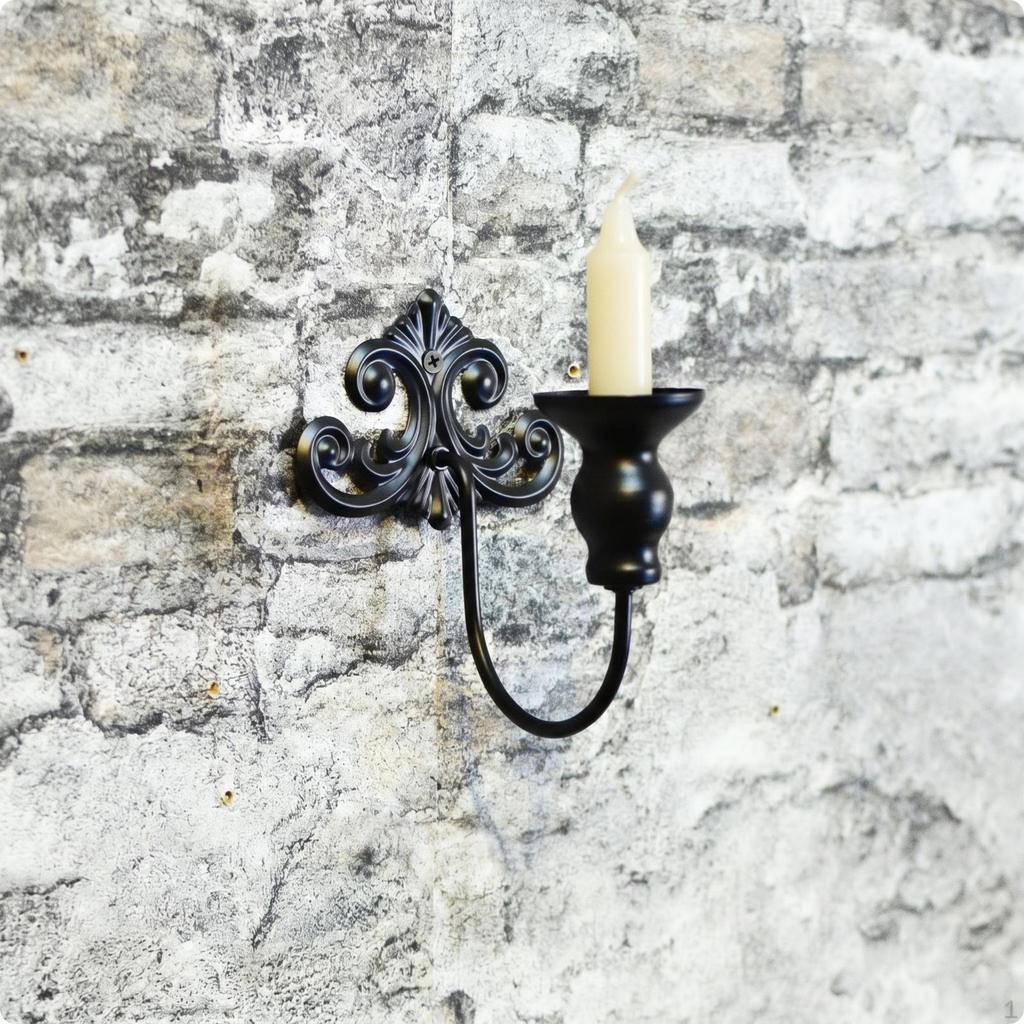 Candle Holder with Scroll Backplate VintageOldWorld Sconce Ornate Wall