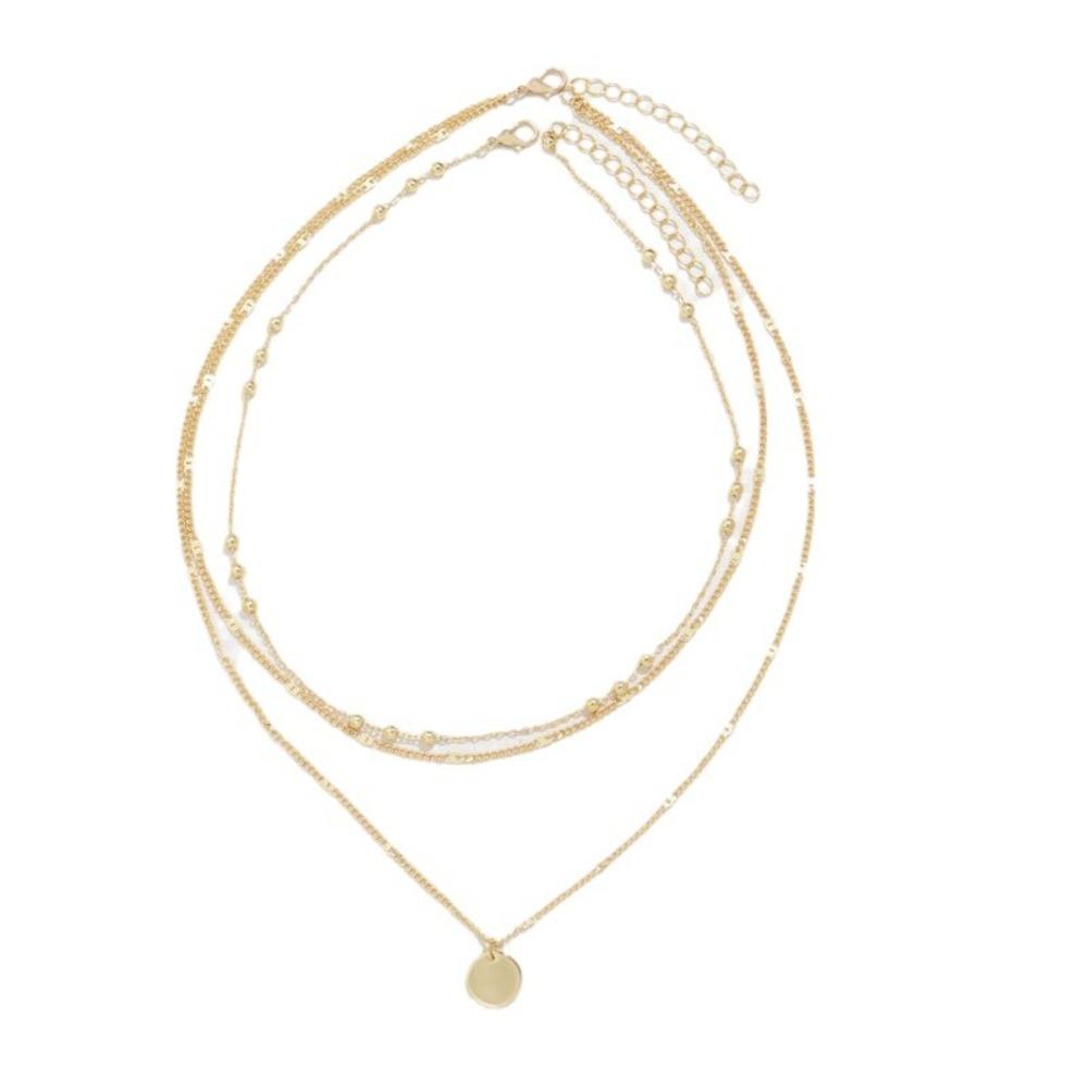 Women Chain Pentacle Star Round Coin Moon Bar Pendants Necklaces for Women Multi Layered Necklaces