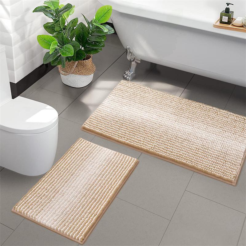 Soft Absorbent Chenille Bath Rugs Quickly Dry Non-Slip Bathroom Mat Machine Washable Bath Mats for Bathroom