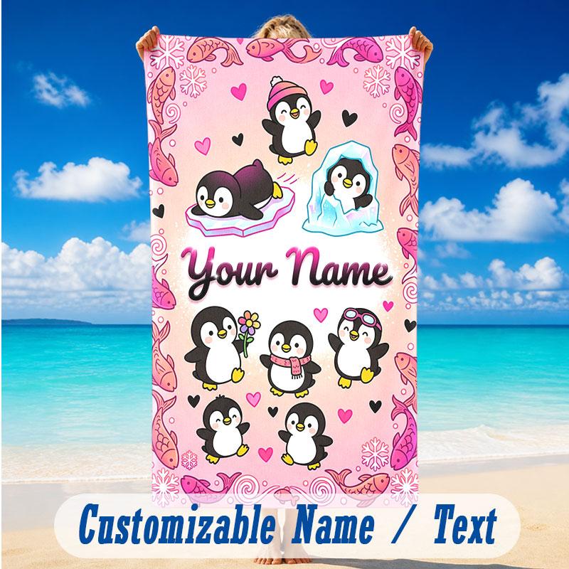 Celebration Party Theme Beach Towel Personalized Custom Name & Text Soft Quick Dry Beach Towel for Swimming Travel