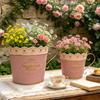 Vaso da Fiori in Ferro Embossé di Pizzo Fioriera Vaso da Fiori da Scrivania Fioriera per Piante Vaso da Piante Secchio per Piante da Balcone Per Piante o Oggetti Decorativi