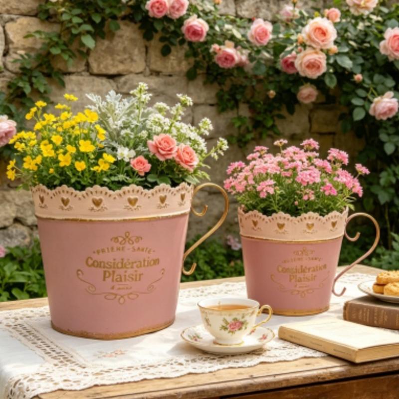 Vaso da Fiori in Ferro Embossé di Pizzo Fioriera Vaso da Fiori da Scrivania Fioriera per Piante Vaso da Piante Secchio per Piante da Balcone Per Piante o Oggetti Decorativi
