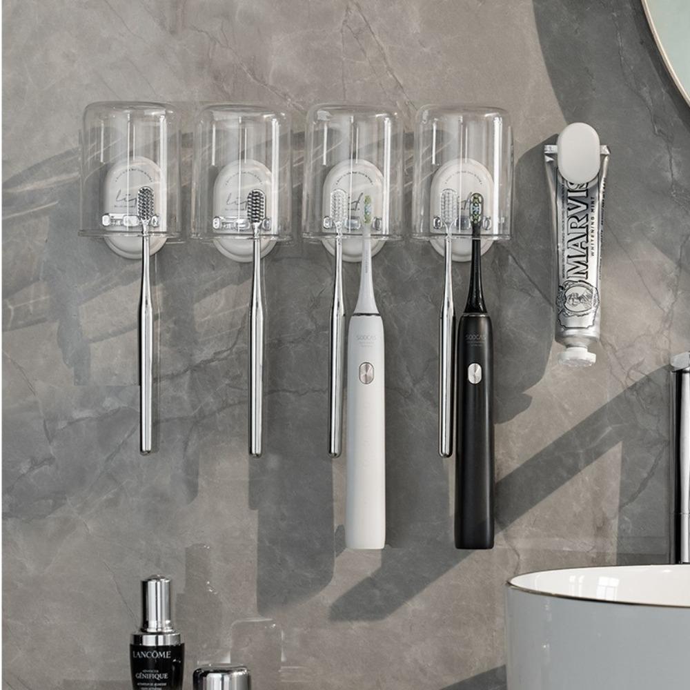Wall-mounted Toothbrush Holder Non-punching Mouthwash Cup Set Toothbrush Storage Rack Bathroom