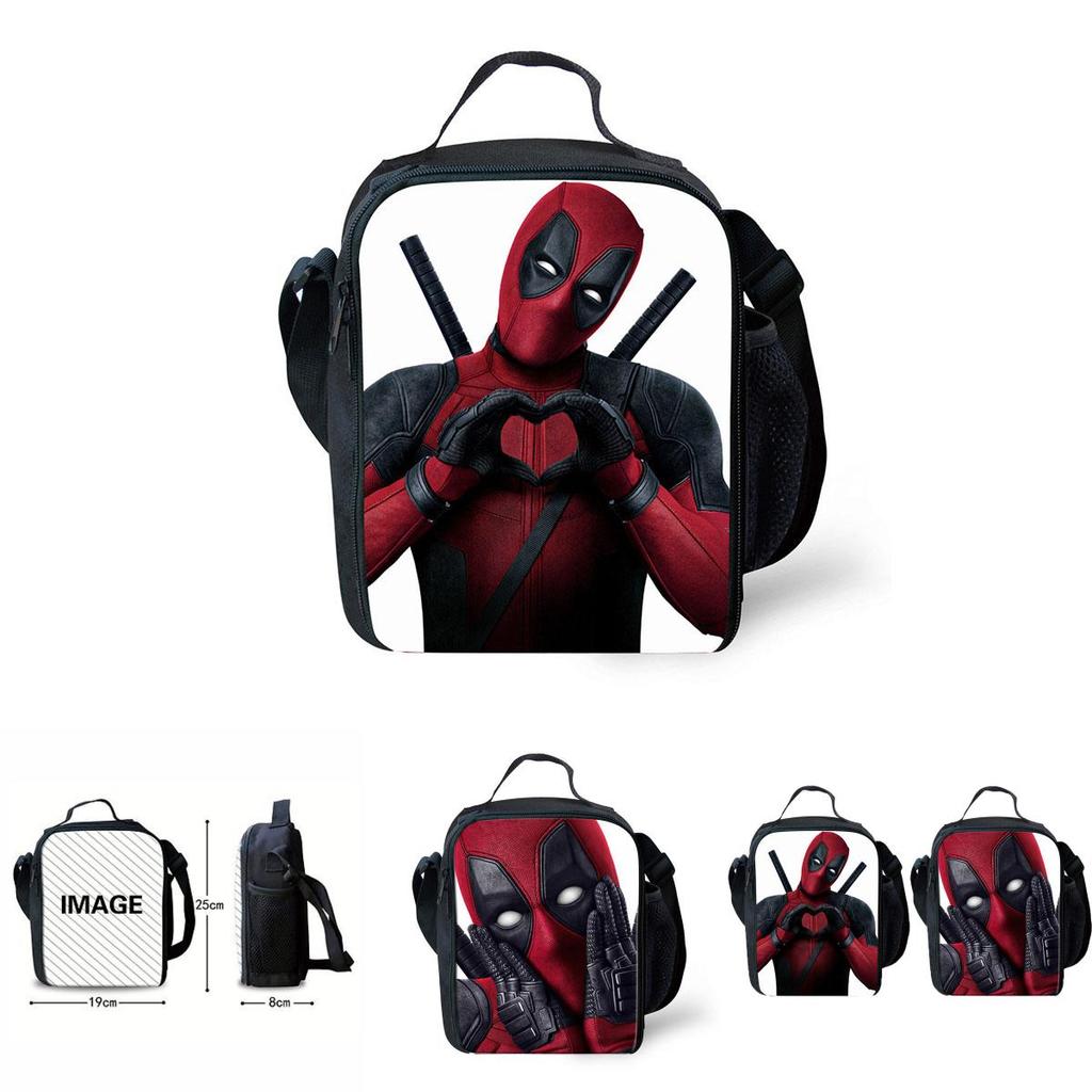 Zaino termico da studente Deadpool con grande capacità e tracolla regolabile