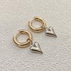 Sweet Heart-shaped Pendant Earrings For Women Simple Geometric Circular Stainless steel Ear Buckle Jewelry Accessories G