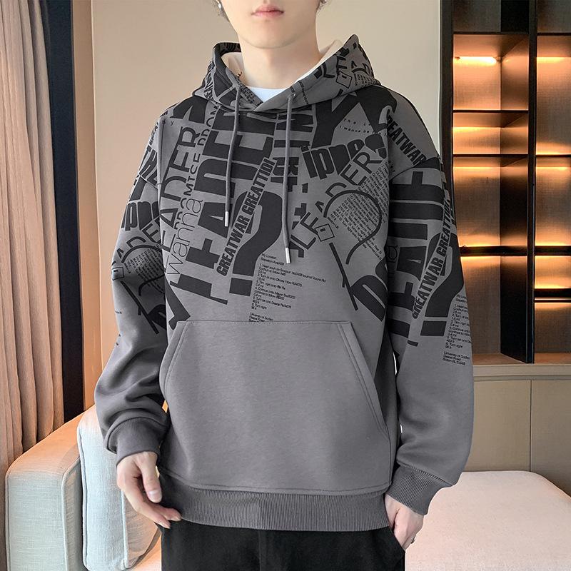 Sweater Men's Hooded Teen Student Autumn Top Men's Heavy Pullover Casual Hoodie Men's