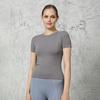 Women Sports Top Solid Color High Elastic Quick Drying Workout Shirt Short Sleeve Crew Neck Gym Apparel for Yoga Fitness