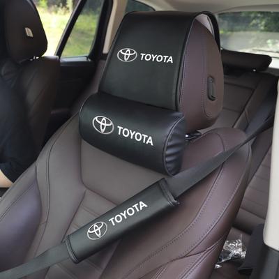 Kožený povlak na opěrku hlavy do auta Ramenní chránič bezpečnostního pásu Pro Toyota Yaris Ractis Corolla Camry Příslušenství do interiéru auta klíčenka
