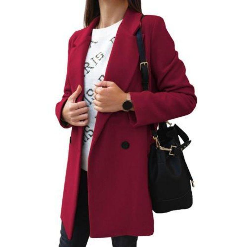 

Coat Suit Collar Double Brewed Long Coat Suit Collar Double Breasted Outwear Wine Red 4XL