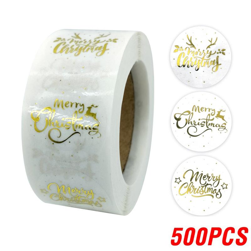 500pcs Gold Merry Christmas Sticker Mail Stickers For Business Packaging, Bags, Boxes And Envelope Sealing Label Sticker