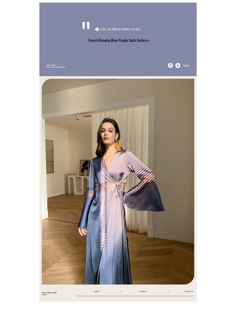 Yaoting Women's Satin Lace Backless Pajamas - Spring/Summer Lightweight Ice Silk Homewear 2700