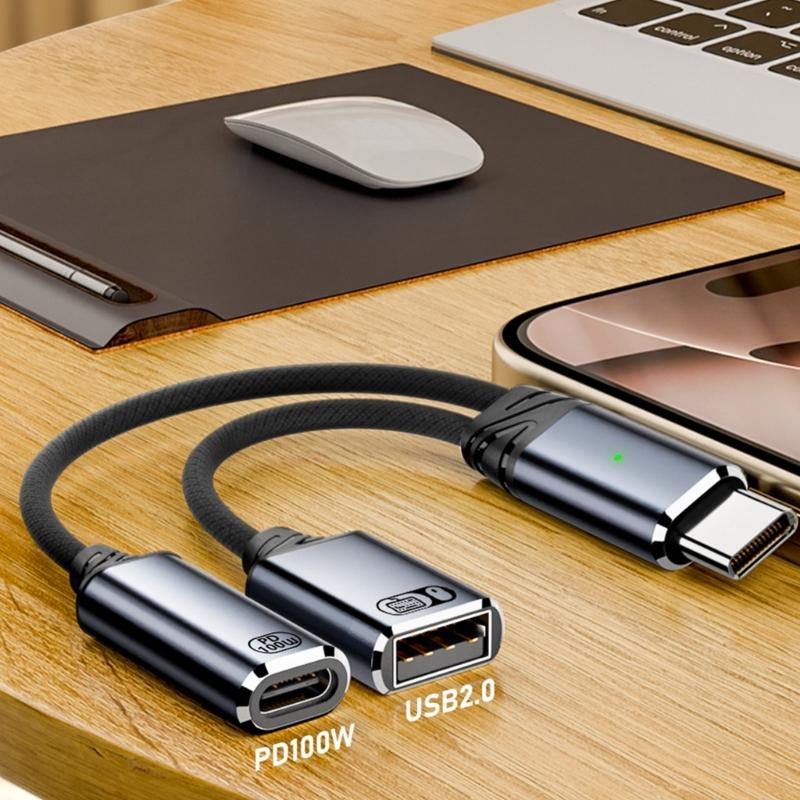 C To USB OTG and Charger Adapter Cable for Type C Devices with Audios Capability Compatible for Phone Tablets Computer