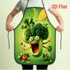 1 Stück 2D Flachdruck Lustiger Cartoon Brokkoli Charakter mit Fliegendem Gemüse, Grüner Küchenschürze Geeignet zum Kochen, Backen und Grillen