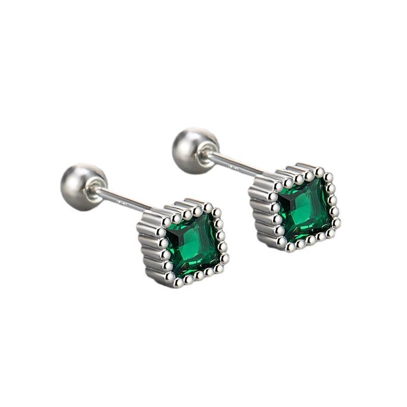 Colorful Zircon Screw Back Stud Earrings For Women Hypoallergenic Sleep Friendly Piercing Care Jewelry