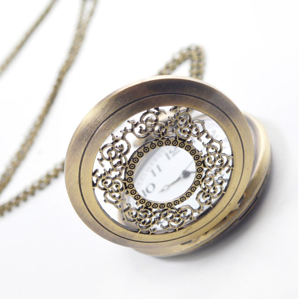 Retro Quartz Pocket Watch Round Hollow Out Design Alloy Watch Clothing Decoration Gifts