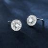 Platinum White Diamond Star Round Small Earrings Girls Jewelry Simple and Small Temperament