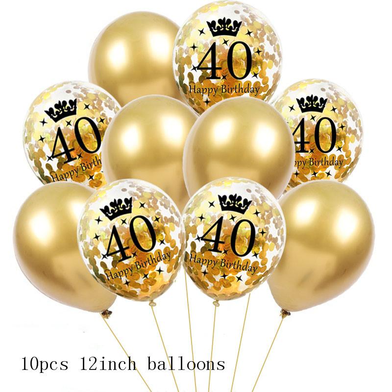 Black Gold 30 40 50 60 Years Birthday Party Confetti Balloon 30th 50th Birthday Party Decorations Adult Party Ballon Air Globos