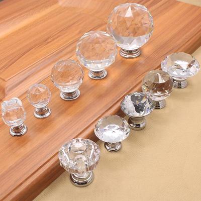 Crystal Glass Cabinet Knob - 30mm Clear Diamond Design Handle