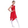 Kids Girls Lyrical Modern Contemporary Dance Dress Ballet Leotard Dress Cut Out Front Backless Mesh Tulle Skirt