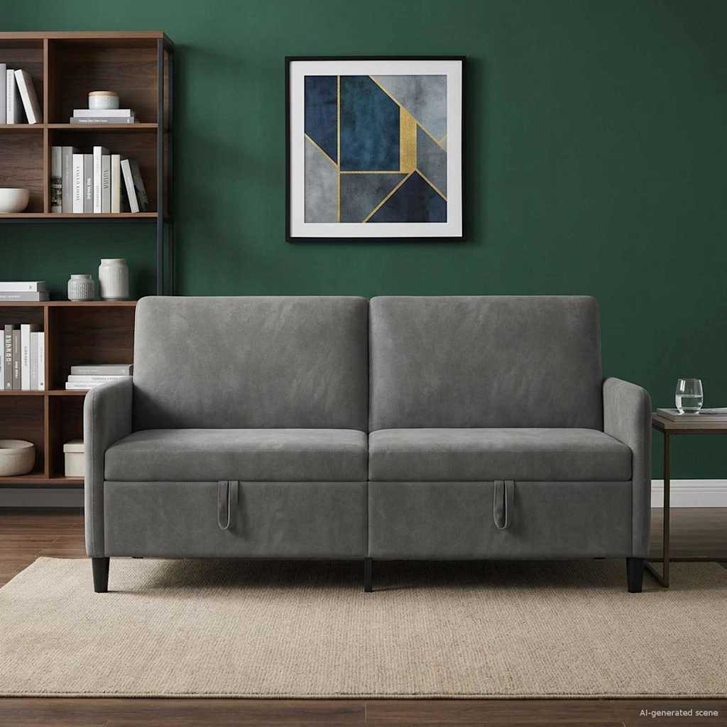 Storage Sofa In Dark Grey 172 X 78 X 87 Cm Polyester
