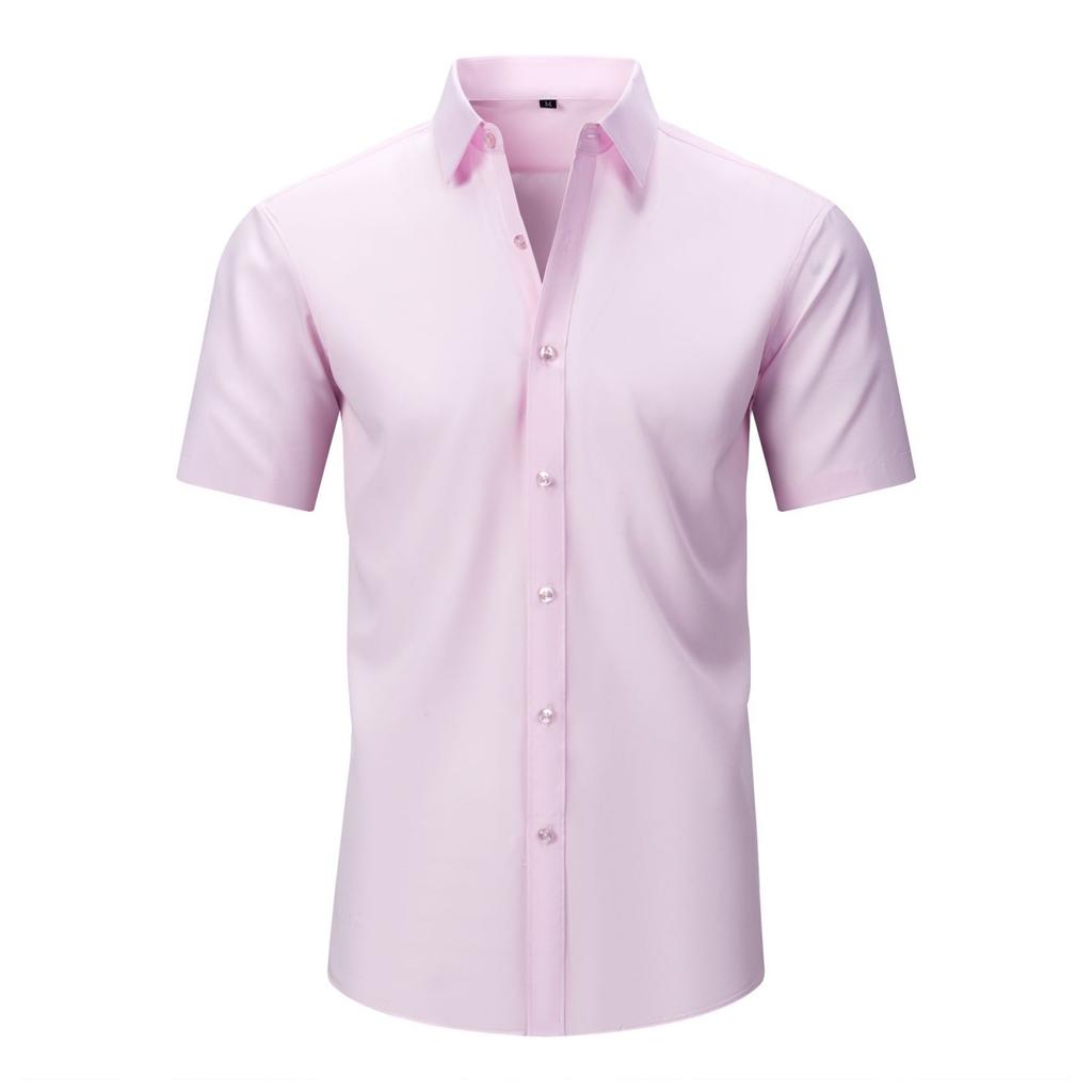 Men's Casual Short Sleeve Button Down Shirt Lightweight Breathable Fabric Vacation Business Shirt with Turn Down Collar
