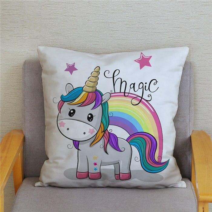 45*45 Square Pillowcase Home Decor Pillowcase Cushion Cover Cute Cartoon Unicorn Print Pillowcase