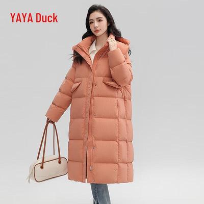 Yaya Dames Winter Parka met Capuchon Middellang Eendendons