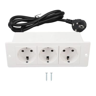 Einbau-Steckdosenleiste mit Kabel 16A Plug and Play Schwer entflammbar 3 Steckdosen Unterputz-Steckdose