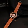 Fashionable and Minimalist Men's Leather Watch Strap Personalized Hollow Perspective Glass Bottom Cover Quartz Watch