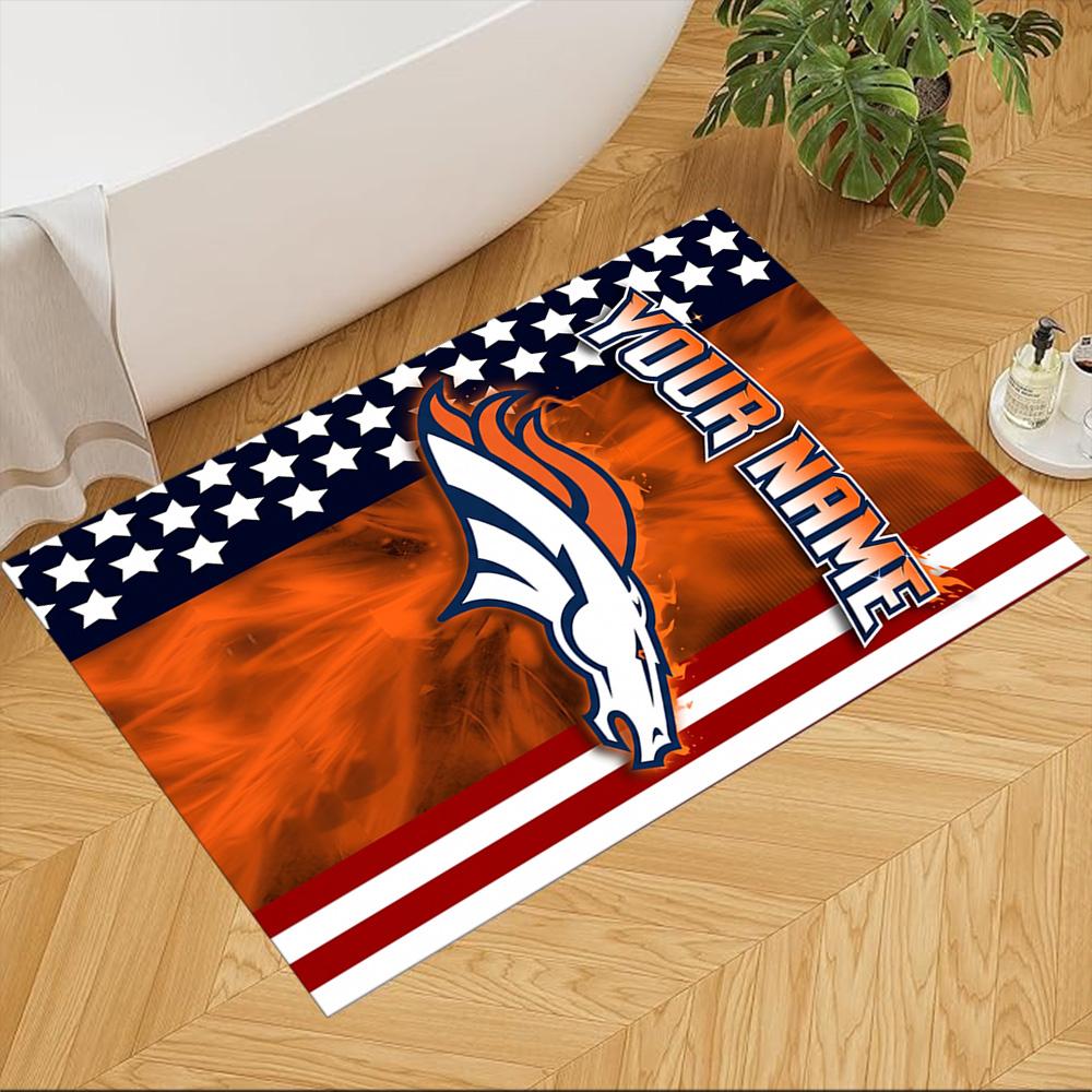 Denver Broncos Logo Customized Name Area Rug Suitable for Foyer Study room Decorate room Dining Room Anti-slip Rug Decorate Offices