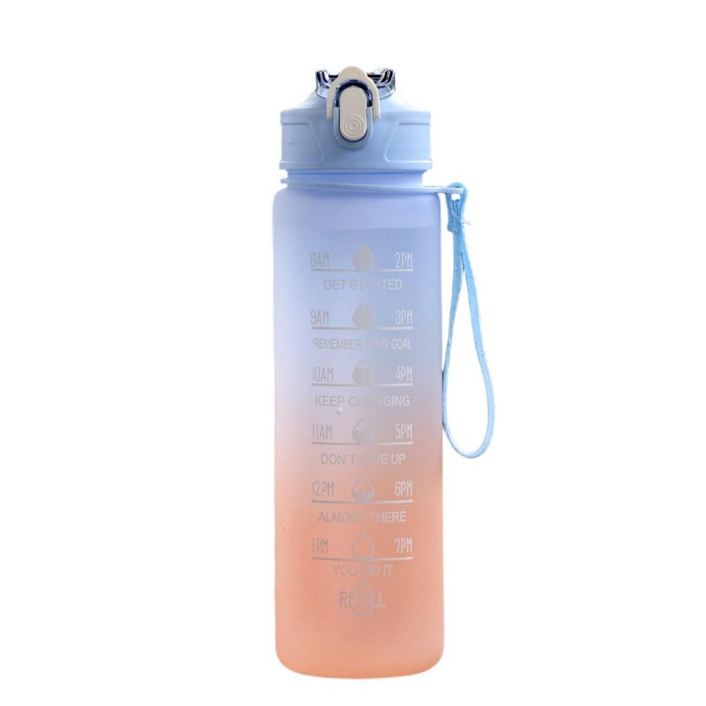 750ml Portable Sports Water Bottle With Drinking Time And Straw, With Strap, Leak-proof, Suitable For Outdoor Sports Fitness Hiking Water Bottle