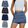 Denim Skorts for Women High Waisted Faux Wrap Short Skirt