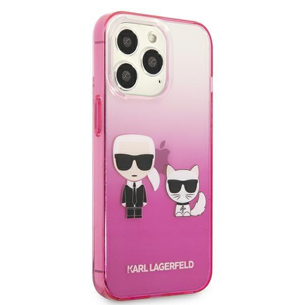 Etui Do iPhone 13 Pro Karl Lagerfeld Gradient Ikonik Karl & Choupette Różowe