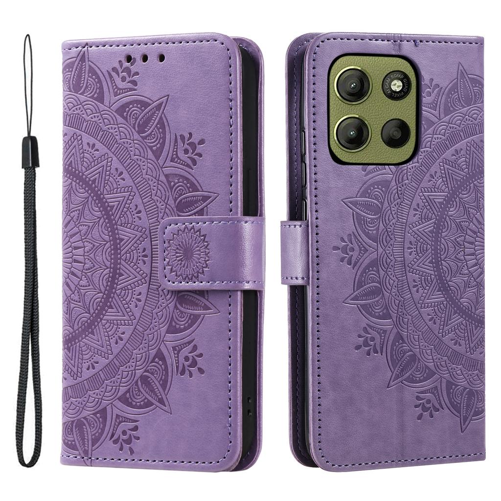 For Motorola Moto G15 4G Case Imprinted Totem PU Leather Wallet Stand Phone Cover