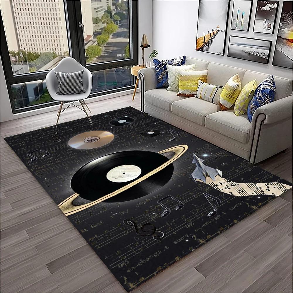 3D Retro Vinyl Record Music Art Carpet Rug for Home Living Room Bedroom Sofa Doormat Decor,Kid Play Area Rug Non-slip Floor Mat