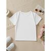 European Sizes Summer Fashion Girls' Short Sleeve T-Shirt, Plaid Leopard Print Elements Numbers , Bow, Heart, Star Etc