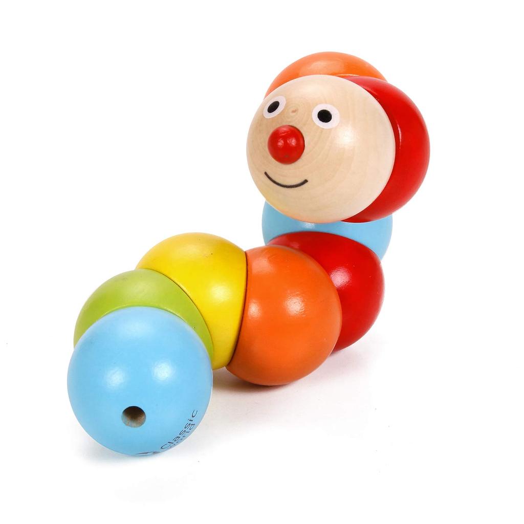 Classic World Caterpillar Rattle (cl3505) - A Colorful, Vivid Wooden Toy for Babies Aged 0-10 Months. Perfect for Half-birthday Gifts, Gifts for