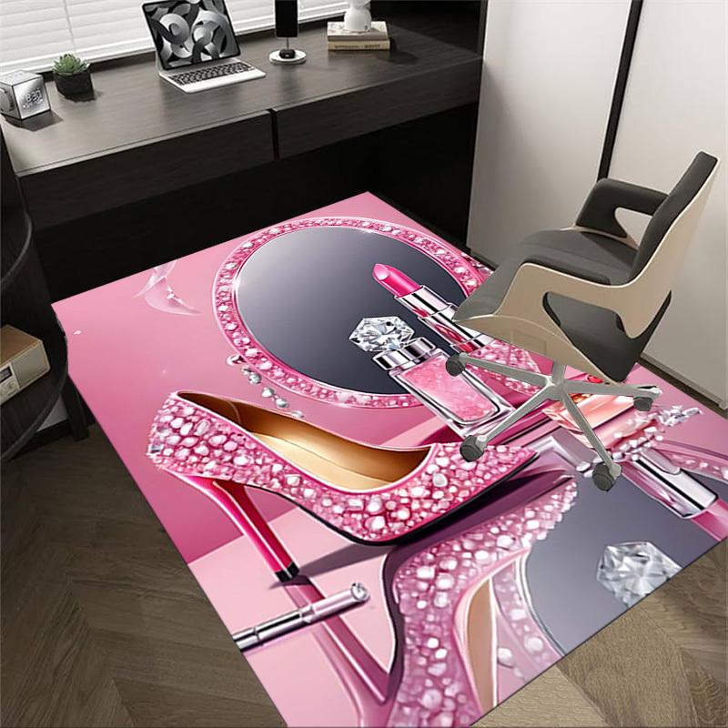 1PC high heeled shoes lipstick Extra Large Non Slip Floor carpet, Office, family, Studio   Large Area Rug Indoor Rugs, Bold Statement Piece