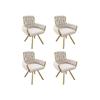 Chaises de salle à manger - MUVOE - Lot de 4 - Velours beige - Pivotantes 360° - Accoudoirs