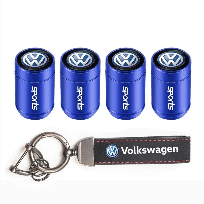 T23-Car Tire Wheel Valve Caps Cover Suede Car Key Chain Ring Keychain For Volkswagen ID GTI Golf Polo Passat Tiguan Jetta Beetle CC