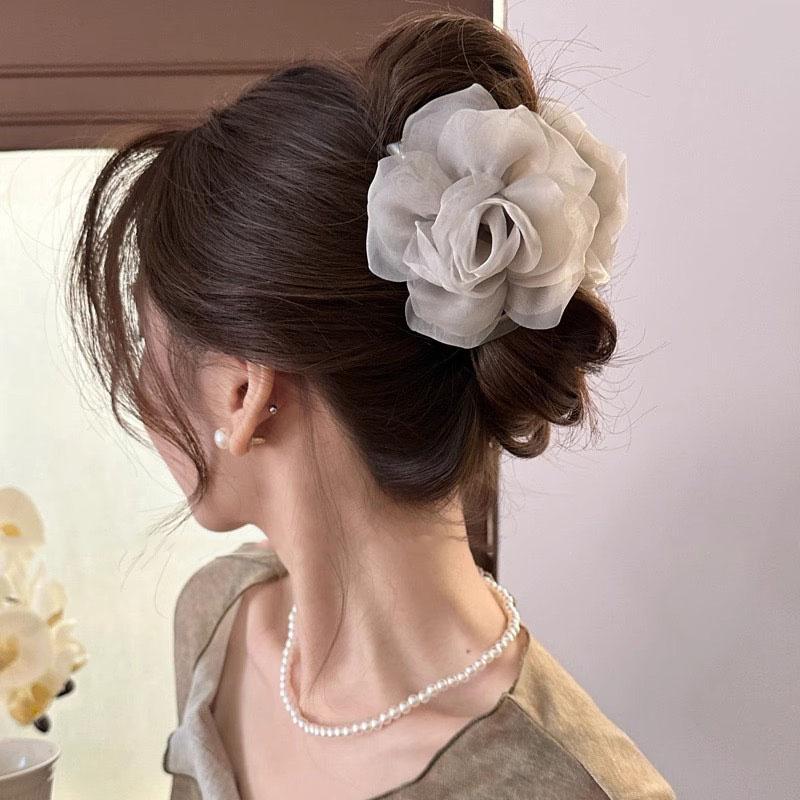 INS Sweet Flower Claw Clip Sweet Chiffon Flower Shark Clip Hair Clip Clamp Barrettes Sweet Hair For Women Hair Accessories